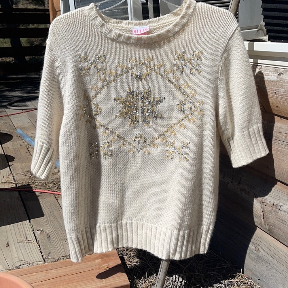 Alloy brand angora blend sparkly tan sweater SZXXL